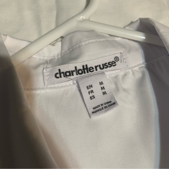 Charlotte Russe White Cropped Bomber Jacket Top. Size M. NWOT - Picture 2 of 11